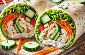Wrap de Frango com Cream Cheese e Vegetais